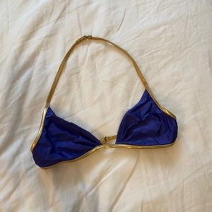 Gorgeous indigo blue and gold bikini top